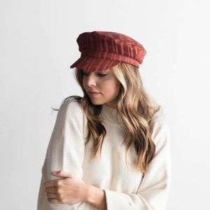 Gigi Pip- Crimson Red Curduroy Fabric Cap- Size 59 M/L adjustable